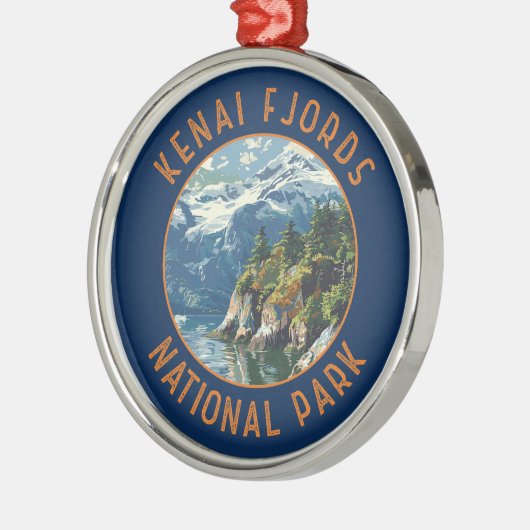 Kenai Fjords Nationaal Park Retro Distressed Circl Metalen Ornament (Links)