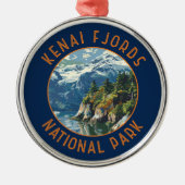 Kenai Fjords Nationaal Park Retro Distressed Circl Metalen Ornament (Voorkant)