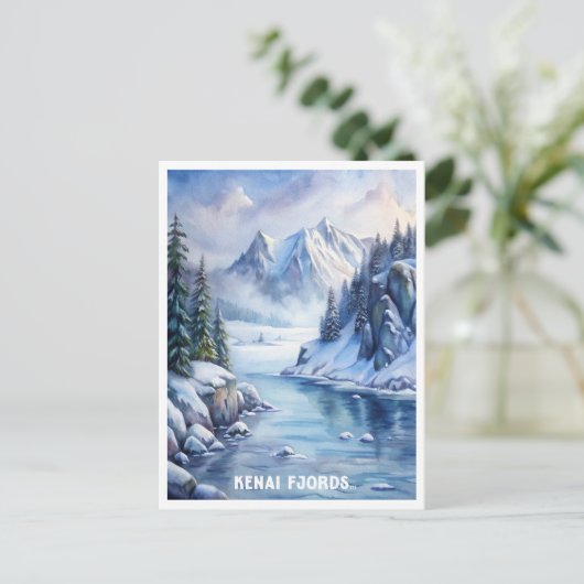 Kenai Fjords Nationaal Park Waterverf Schilderen Briefkaart (Staand voorkant)