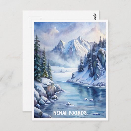 Kenai Fjords Nationaal Park Waterverf Schilderen Briefkaart (Voorkant / Achterkant)
