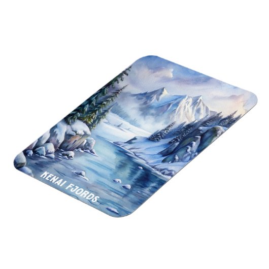 Kenai Fjords Nationaal Park Waterverf Schilderen Magneet (Linkerzijde)