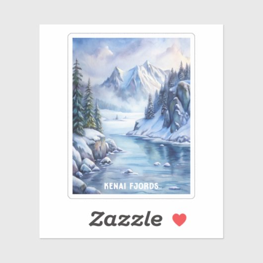 Kenai Fjords Nationaal Park Waterverf Schilderen Sticker (Vel)