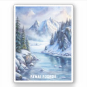 Kenai Fjords Nationaal Park Waterverf Schilderen Sticker (Voorkant)
