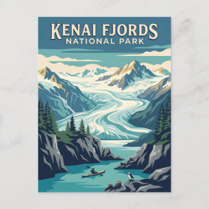 Kenai Fjords National Park Alaska Vintage Poster Briefkaart