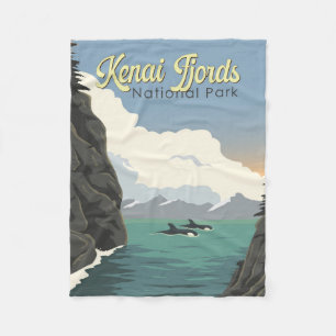 Kenai Fjords National Park Illustratie Reiskunst Fleece Deken