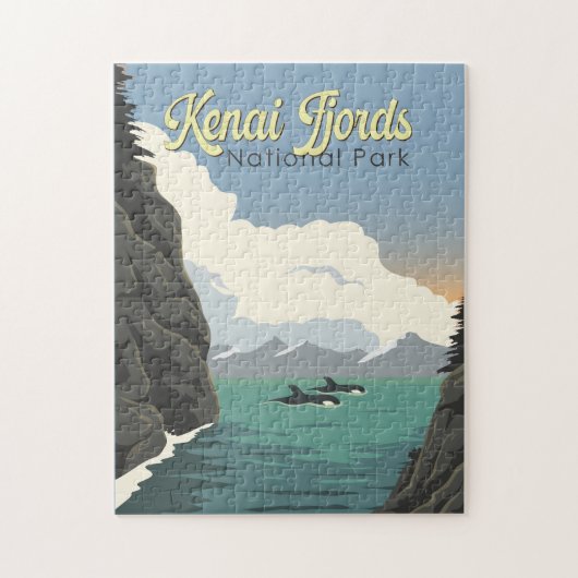 Kenai Fjords National Park Illustratie Reiskunst Legpuzzel (Verticaal)