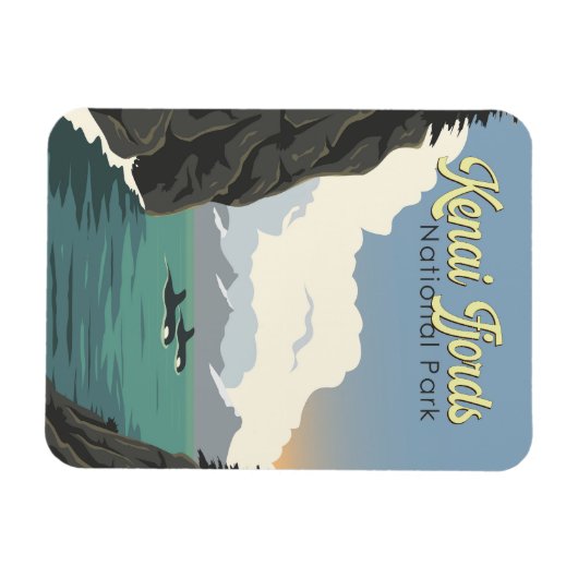 Kenai Fjords National Park Illustratie Reiskunst Magneet (Horizontaal)