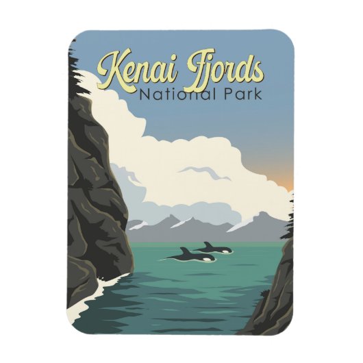 Kenai Fjords National Park Illustratie Reiskunst Magneet (Verticaal)