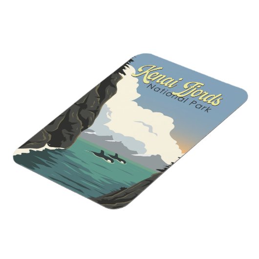 Kenai Fjords National Park Illustratie Reiskunst Magneet (Linkerzijde)