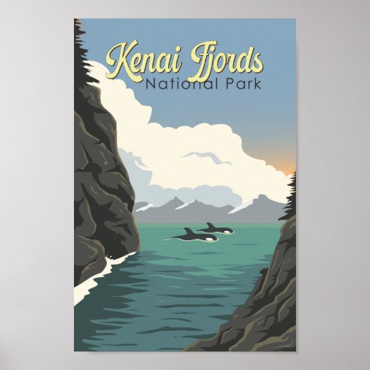 Kenai Fjords National Park Illustratie Reiskunst Poster (Voorkant)