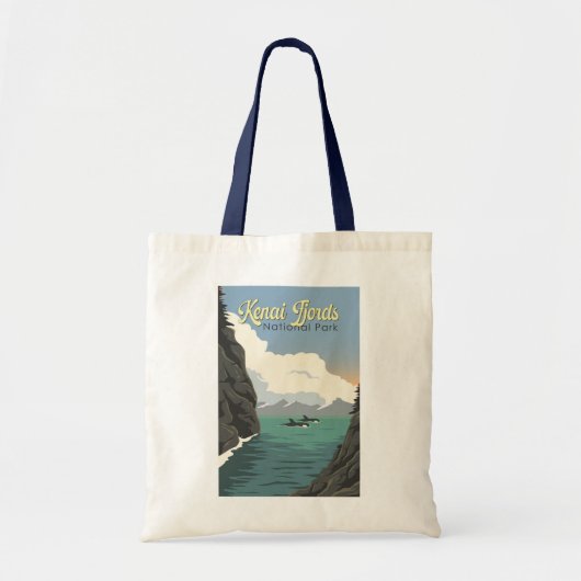 Kenai Fjords National Park Illustratie Reiskunst Tote Bag (Voorkant)