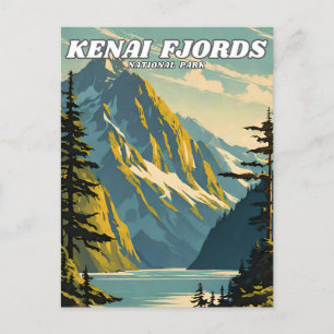 Kenai Fjords National Park illustratie retro Briefkaart