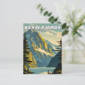 Kenai Fjords National Park illustratie retro Briefkaart (Staand voorkant)