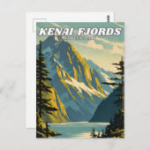 Kenai Fjords National Park illustratie retro Briefkaart (Voorkant / Achterkant)