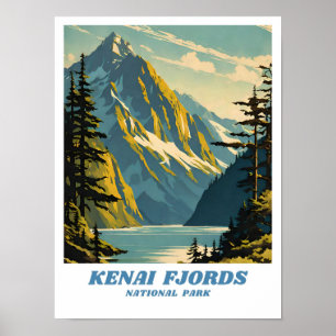 Kenai Fjords National Park illustratie retro Clas Poster