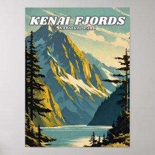 Kenai Fjords National Park illustratie retro Poster