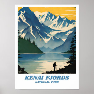 Kenai Fjords National Park illustratie retro West Poster