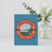 Kenai Fjords National Park Retro Compass Emblem Briefkaart (Staand voorkant)