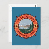 Kenai Fjords National Park Retro Compass Emblem Briefkaart (Voorkant / Achterkant)