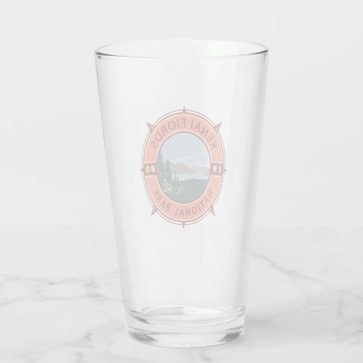 Kenai Fjords National Park Retro Compass Emblem Glas (Achterkant)