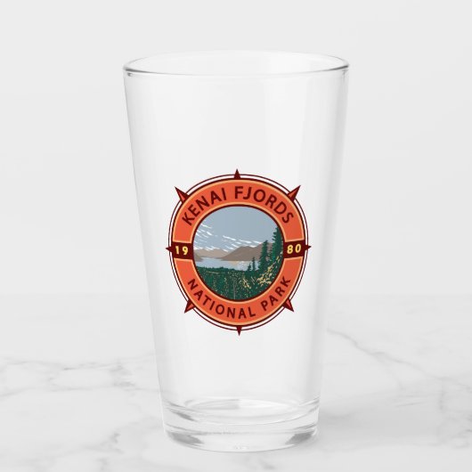 Kenai Fjords National Park Retro Compass Emblem Glas (Voorkant)