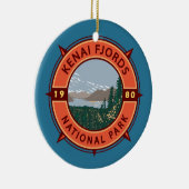 Kenai Fjords National Park Retro Compass Emblem Keramisch Ornament (Rechts)