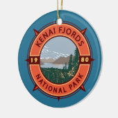 Kenai Fjords National Park Retro Compass Emblem Keramisch Ornament (Links)