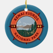 Kenai Fjords National Park Retro Compass Emblem Keramisch Ornament (Achterkant)