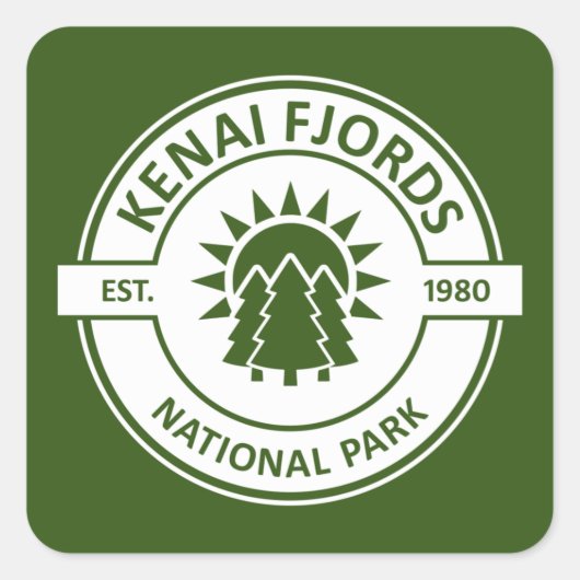 Kenai Fjords National Park Sun Trees Vierkante Sticker (Voorkant)