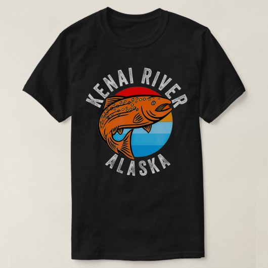 Kenai River Alaska Vist Salmon Angler T-shirt (Design voorkant)