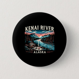 Kenai Rivier Alaska Ak Zalm Vissen Kamperen Wandel Ronde Button 5,7 Cm