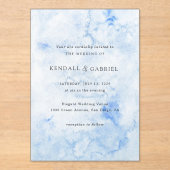 Kendall Blue Waterverf Elegante bruiloft Acryl Uitnodigingen (Voorkant)