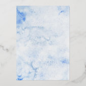 Kendall Blue Waterverf Elegante bruiloft Folie Uitnodiging (Achterkant)