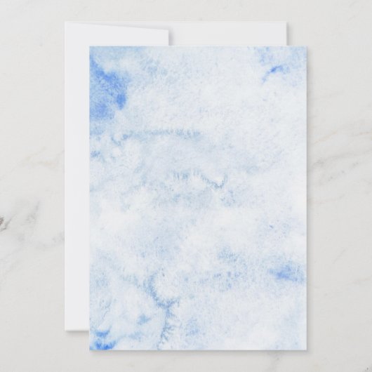 Kendall Blue Waterverf Elegante bruiloft Kaart (Achterkant)