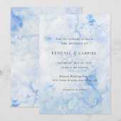 Kendall Blue Waterverf Elegante bruiloft Kaart (Voorkant / Achterkant)