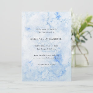 Kendall Blue Waterverf Elegante bruiloft Save The Date