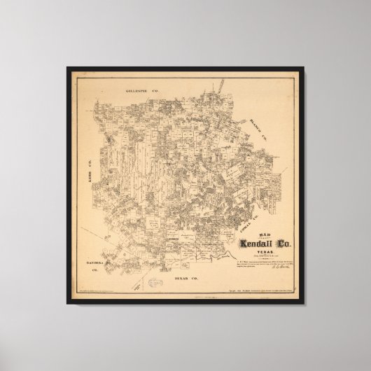 Kendall County, Texas (1879) Canvas Afdruk (Voorkant)