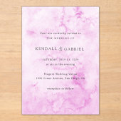 Kendall Roze Waterverf Elegante bruiloft Acryl Uitnodigingen (Voorkant)