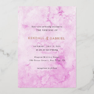 Kendall Roze Waterverf Elegante bruiloft Folie Uitnodiging
