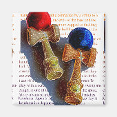 Kendama, Rood en Blauwe Kleur Schets Magneet (Voorkant)