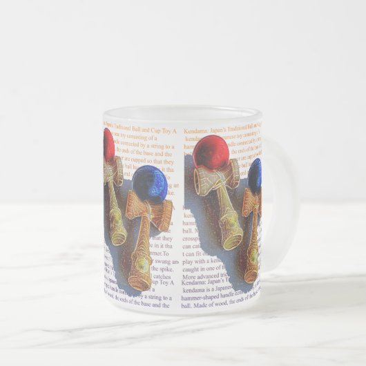 Kendama, Rood en Blauwe Kleur Schets Matglas Koffiemok (Voorkant rechts)