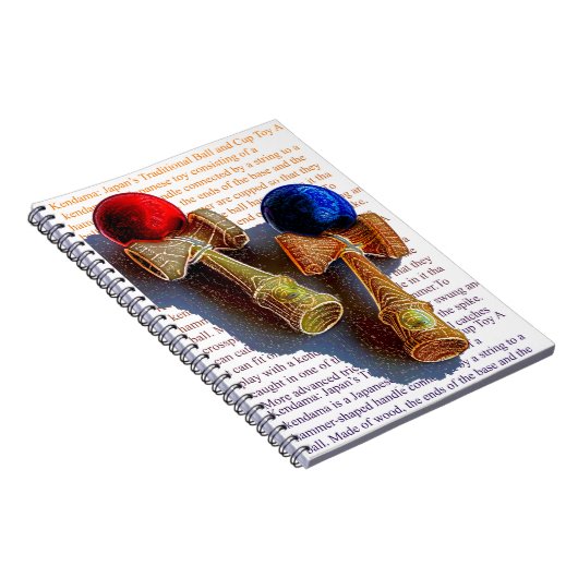 Kendama, Rood en Blauwe Kleur Schets Notitieboek (Rechterzijde)