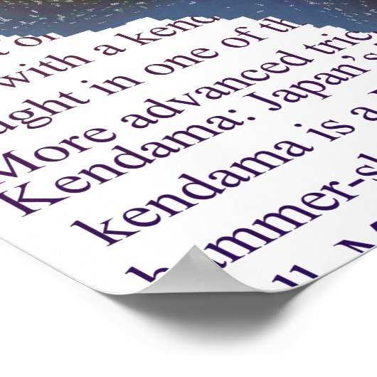 Kendama, Rood en Blauwe Kleur Schets Poster (Hoek)