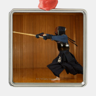 Kendo Fencer Practicing Metalen Ornament