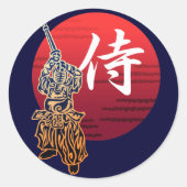 Kendo samurai ronde sticker (Voorkant)