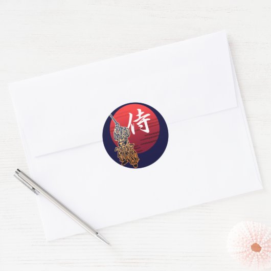 Kendo samurai ronde sticker (Envelop)