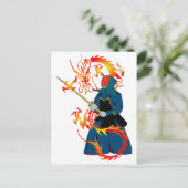 Kendo Sword sman en Fire Dragon Briefkaart (Staand voorkant)