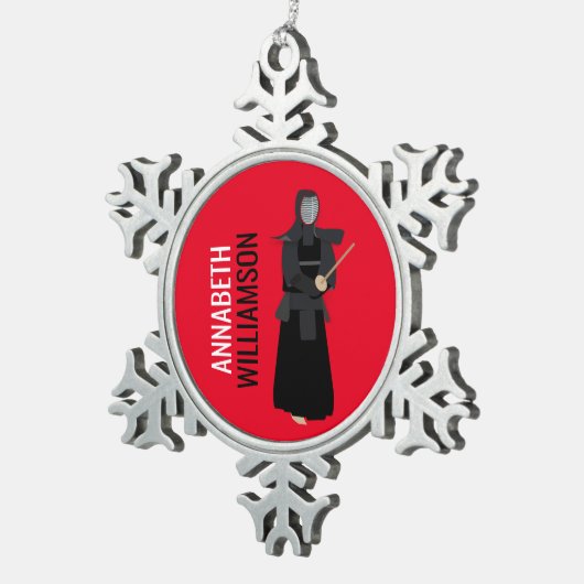 Kendo Tin Sneeuwvlok Ornament (Rechts)