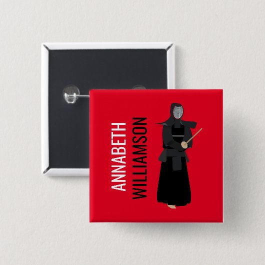 Kendo Vierkante Button 5,1 Cm (Voorkant /achterkant)