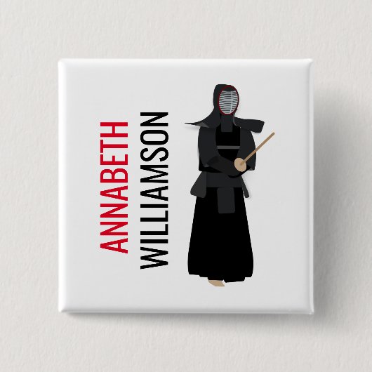 Kendo Vierkante Button 5,1 Cm (Voorkant)